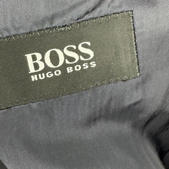Boss Hugo Boss Blazer Mens 42L Navy Wool Long Sleeve Notch Lapel Two Button - Picture 2 of 14
